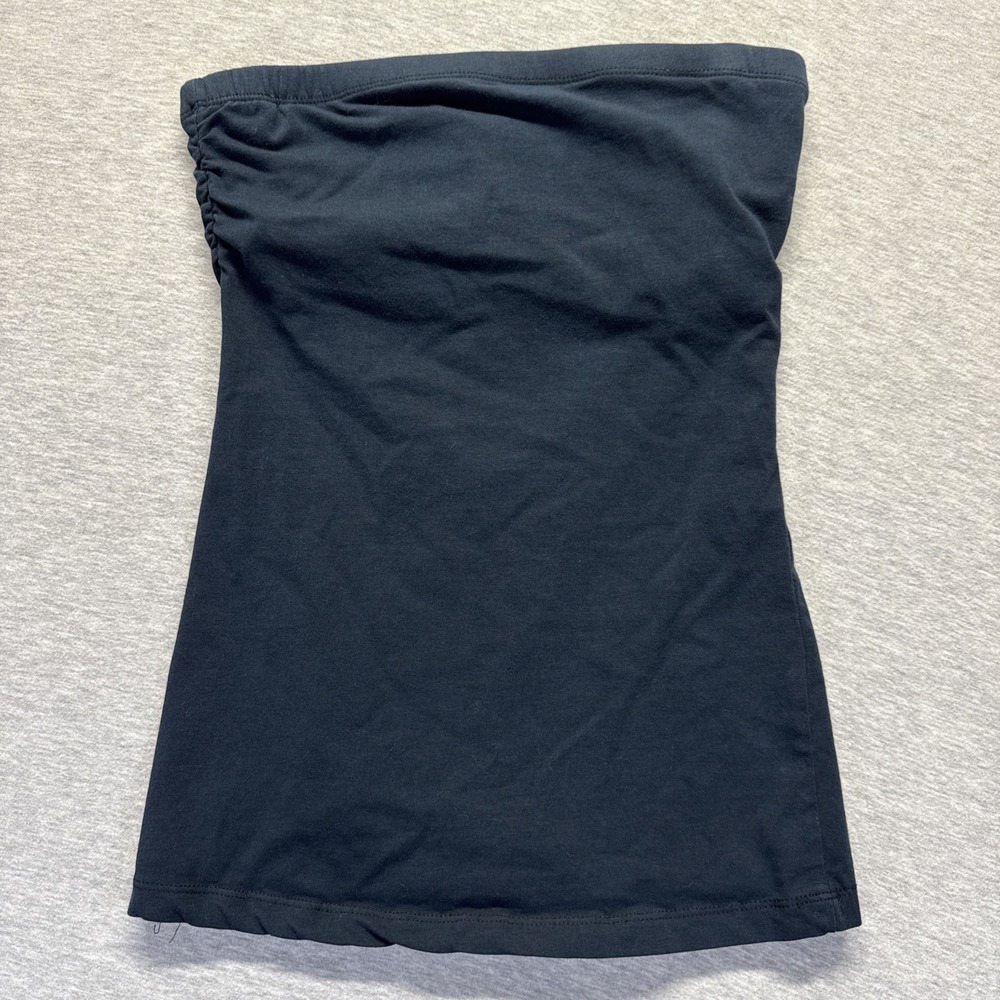 Wet Seal Strapless Tube Top Women Small Navy Gathered Side Ruched Detail Classic